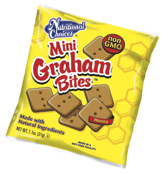 Mini graham cracker squares in a yellow bag